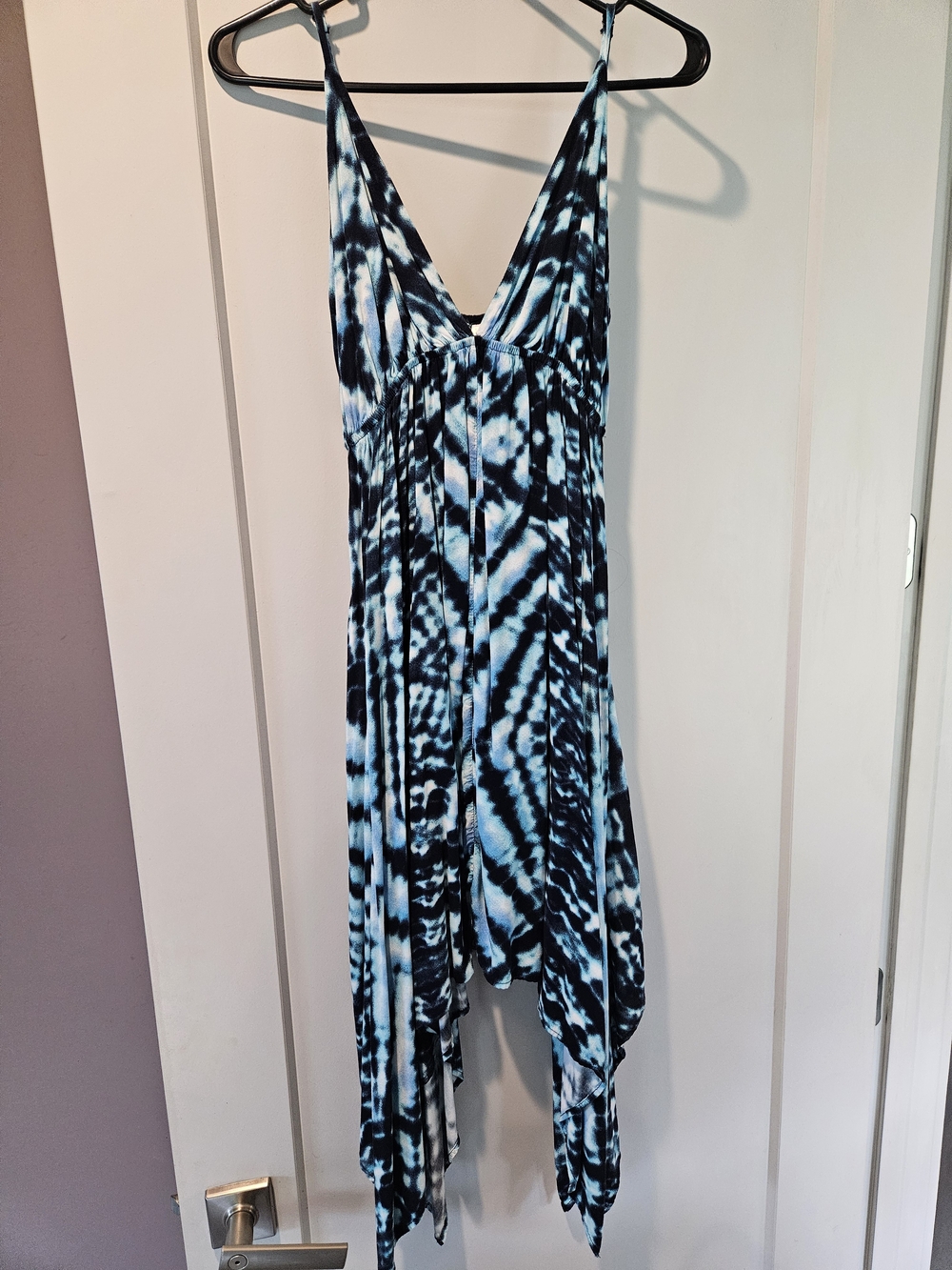 Xhilaration Blue Tie Dye Handkerchief Hem Dress Cover Up Medium
